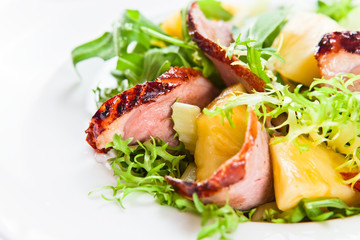 salad with  pineapple and smoked meat