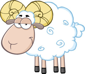 Cute Ram Sheep Cartoon Mascot Character