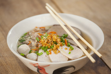 Pork meatballs and noodle soup