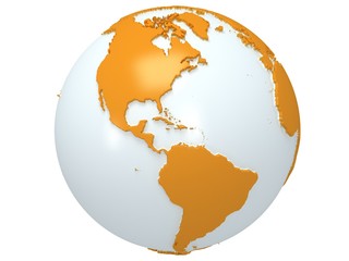 Earth planet globe. 3D render. America view.
