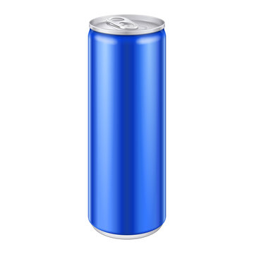 Blue Metal Aluminum Beverage Drink Can.