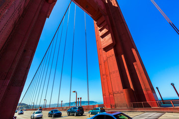 Golden Gate Bridge traffic in San Francisco California