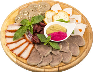 meat dish with several kinds of sausages