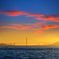 Golden Gate bridge sunset in San Francisco California