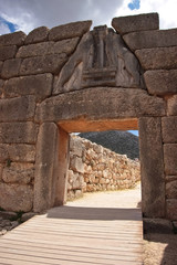Lion gate in Mykonos, Greece