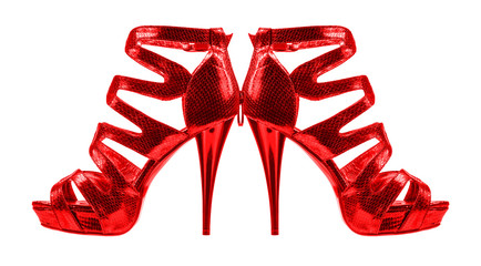 Women's shoes red colors. collage © aleksandrn