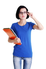 Student woman with notebooks