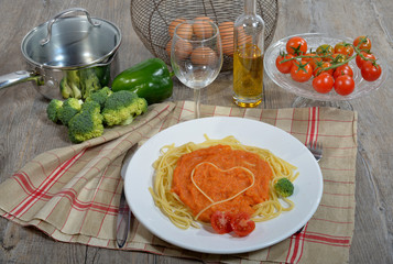 heart with pasta