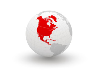 Globe. 3d. North America.