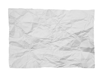 crumpled white paper on white background