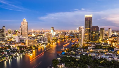 Afwasbaar Fotobehang Bangkok Bangkok stad bij nacht