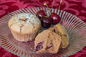 Chocolate and cherry muffins