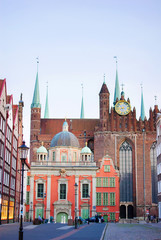 Old town architecture. Royal Chapel in Gdansk, Poland