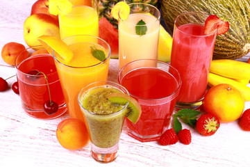 Fruit juice kiwi, apricot, cherry, watermelon, tangerine, pear