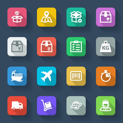 Shipping flat icons. Colorful