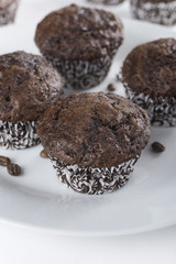 Chocolate muffins and coffee beans