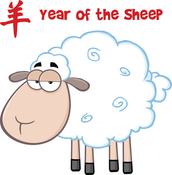 Sheep Cartoon Character Under Text Year Of The Sheep