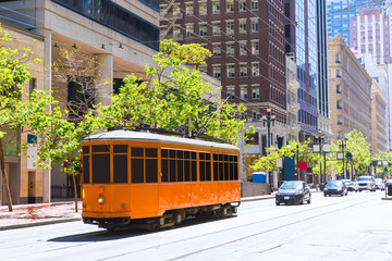 Naklejka na ściany i meble San Francisco Cable car Tram in Market Street California