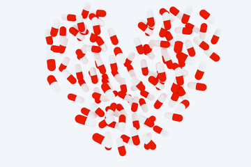 pills on a white background