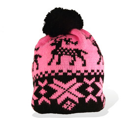knitted winter cap with ornament