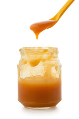Baby food in jar with spoon