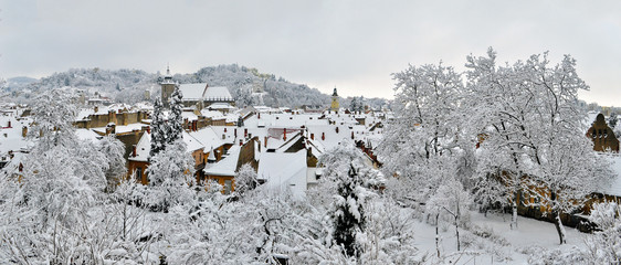 Brasov covered by fresh snow