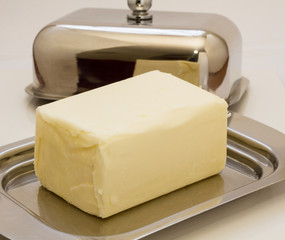 Butterdish with butter.