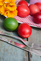 Easter still life with painted eggs