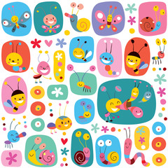 butterflies beetles snails bees flowers nature pattern