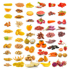 red yellow food collection isolated on white background