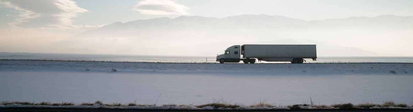 Long Haul Trucker White Light Polution Salt Flats Utah Highway