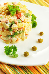 Russian traditional salad Olivier,