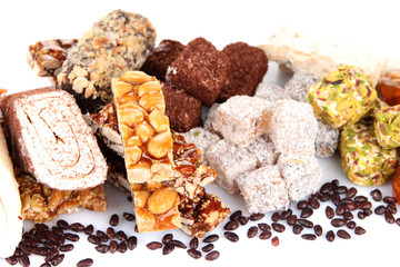 Tasty oriental sweets, isolated on white