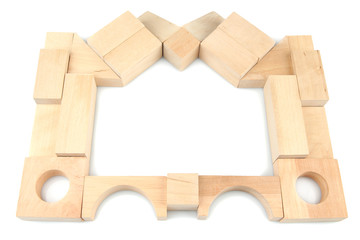 Wooden toy blocks isolated on white