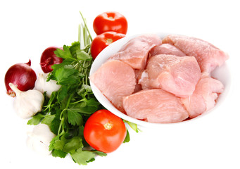 Raw turkey meat isolated on white