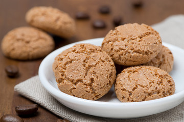 biscotti cookies in a white bowl on a wooden table