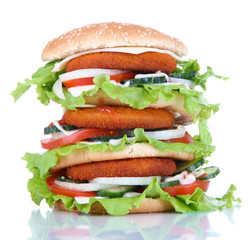 Huge burger, isolated on white