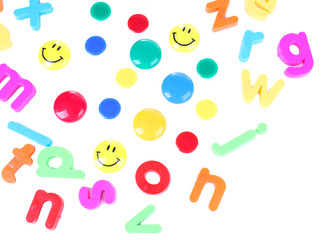Colorful magnetic letters isolated on white