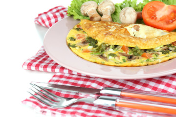 Omelet with mushrooms closeup