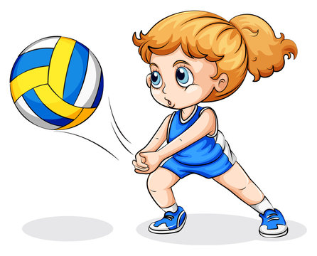 A Caucasian girl playing volleyball