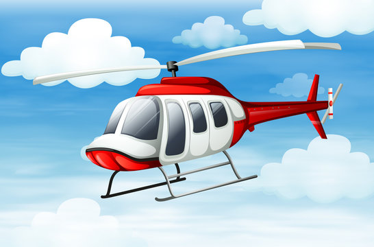 A helicopter flying