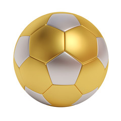 Soccer ball from two different metals isolated on white