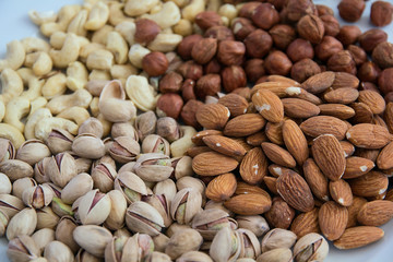 Different nuts on the table