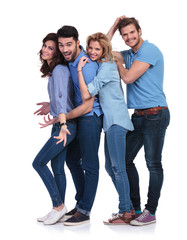 Fototapeta premium happy casual group of young people having fun
