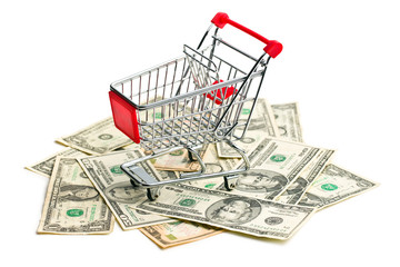 shopping cart on american dollars