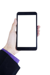 Hands holding mobile phone