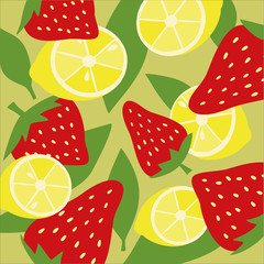 Strawberries and lemons - vector illustration