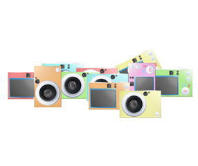 Collection of colorful cameras.