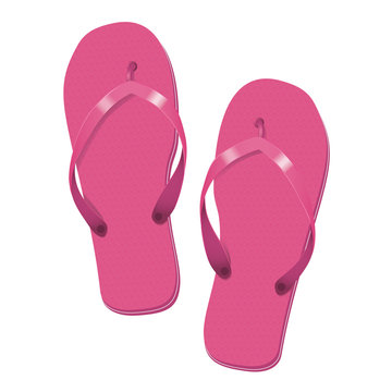 Pink Flip Flops Summer Vacation Vector Illustration