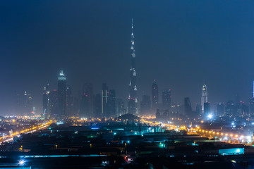 Fototapeta na wymiar Dubai panorama and Burj Khalifa is currently the tallest buildin